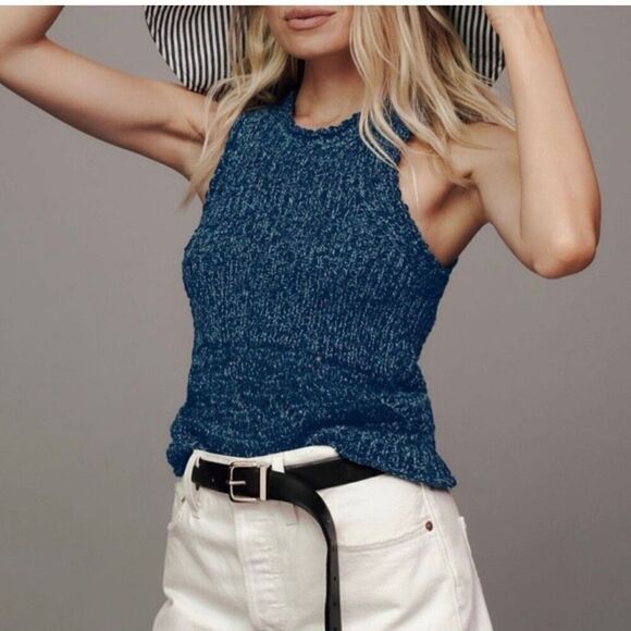 Anthropologie Pilcro Blue Knit Sleeveless Sweater Tank NWT Size Extra Small - Picture 1 of 7